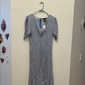 Elegant Blue and White Women's Dress